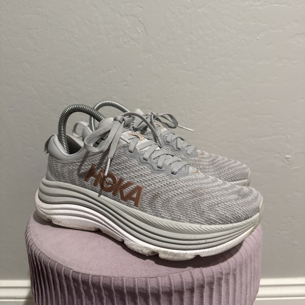 Hoka One One Gaviota 5 Women Size 6.5B Grey Rose Gold Outdoor Shoe 1134235 HMRG